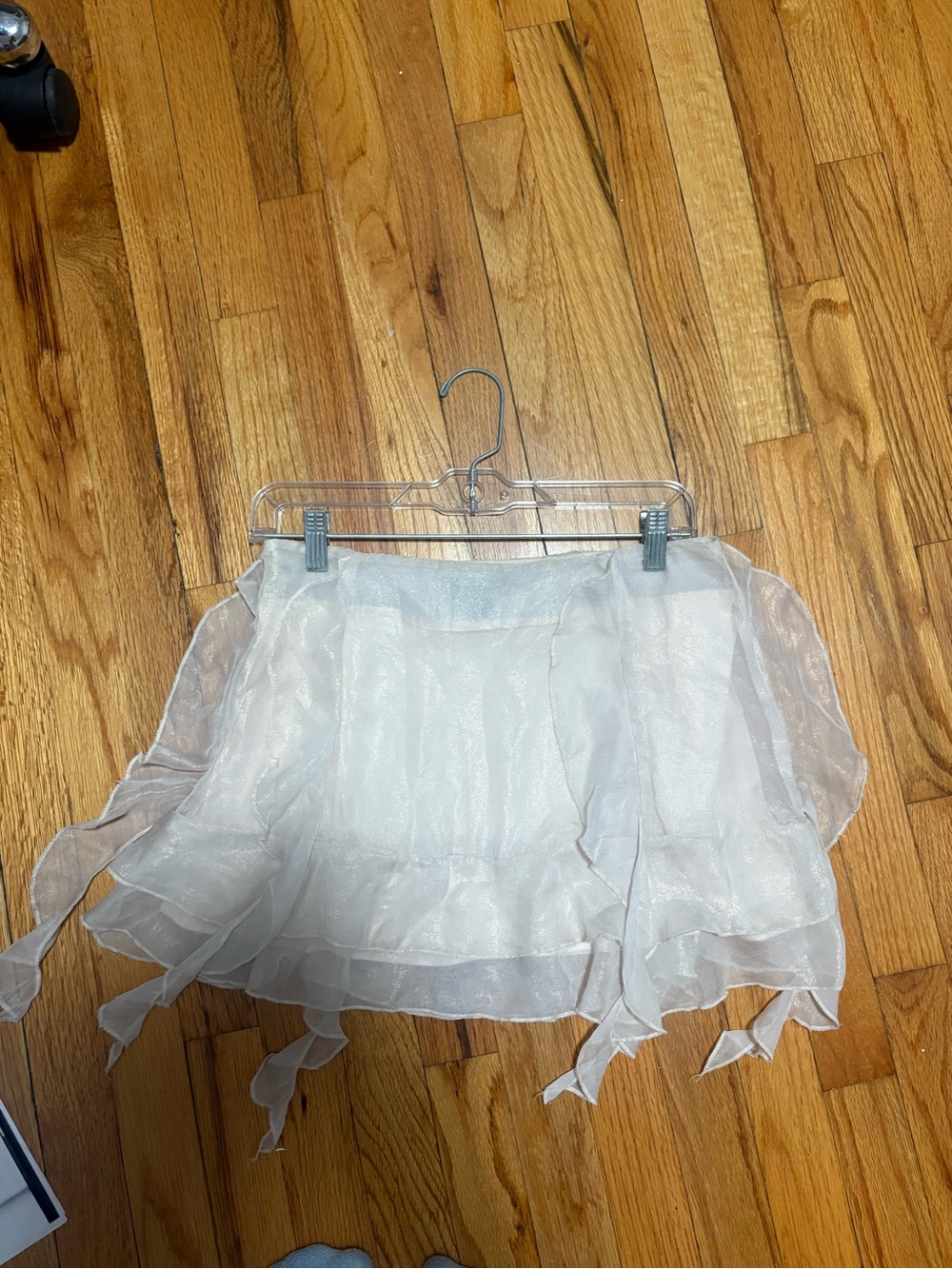 PrettyLittleThing Sheer Ivory Tiered Ruffle Mini Skirt